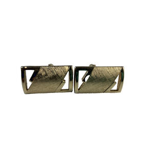 Vtg Swank Cufflinks Gold Tone Rectangle Brushed 1”